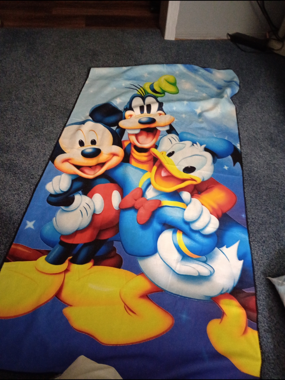 Disney Blue Mickey, Goofy & Donald Character Beach Towel